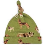 Milkbarn Kids Organic Knotted Hat or Beanie in the Green Dog Print