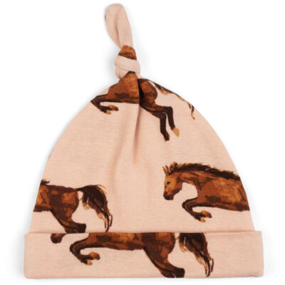 Milkbarn Kids Organic Knotted Hat or Beanie or Beanie in the Horse or Stallion or Mare Print