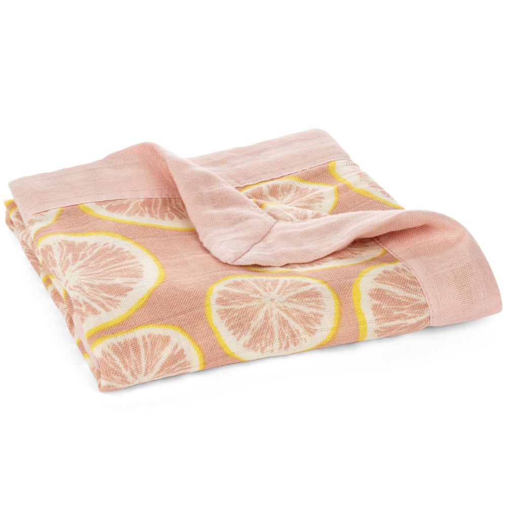 Newborn and Baby Mini Lovey Security Blanket in the Grapefruit Print by Milkbarn Kids Folded