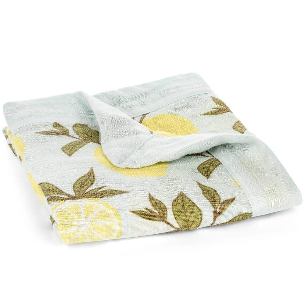 Newborn and Baby Mini Lovey Blanket in the Lemon Print made of a Organic Cotton and Bamboo Blend by Milkbarn Kids