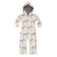 36083 - Milkbarn Kids Organic Hooded Romper in the Grey Zebra Print