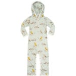 Bamboo Baby Hooded Romper or Jumpsuit in the Blue Bird Print by Milkbarn Kids
