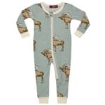 Milkbarn Kids Bamboo Baby Zipper Pajamas or PJs in the Blue Moose Print