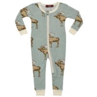 38075 - Milkbarn Kids Bamboo Baby Zipper Pajamas or PJs in the Blue Moose Print