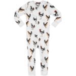 Milkbarn Kids Organic Cotton Zipper Pajama or PJs in the Chicken Print