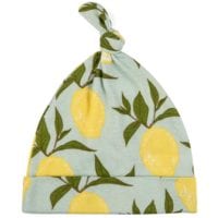 43089 - Milkbarn Kids Organic Knotted Hat or Beanie in the Lemon Citrus Print