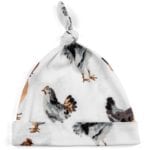 Milkbarn Kids Organic Knotted Hat or Beanie in the Chicken and Rooster Print
