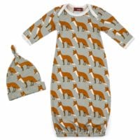 71059 - Milkbarn Kids Organic Gown and Hat Set in the Orange Fox Print