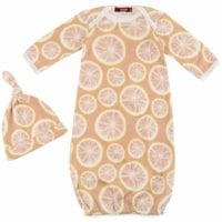 71088 - Milkbarn Kids organic newborn and baby gown and hat set in the grapefruit print