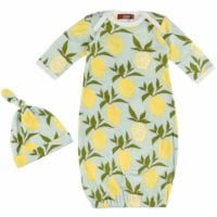 71089 - Milkbarn Kids organic newborn and baby gown and hat set in the lemon print