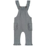 Baby Girl or Child's Ruffle Overalls in the Organic Cotton and Recycled Polyester Blend Denim Fabric by Milkbarn Kids