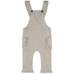 Baby Girl or Child's Ruffle Overalls in the Organic Cotton and Bamboo Blend Grey Pinstripe Fabric by Milkbarn Kids