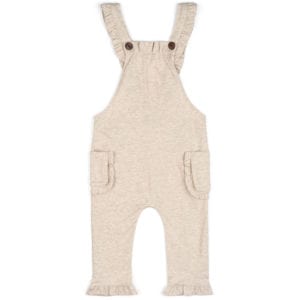 Baby Girl or Child's Ruffle Overalls in the Organic Cotton Heathered Oatmeal Fabric by Milkbarn Kids