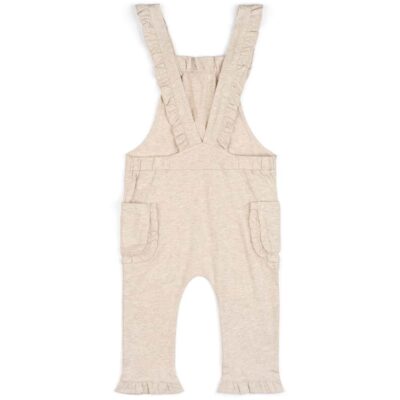 Heathered Oatmeal Organic Cotton Ruffle Overall | MILKBARN Kids ...