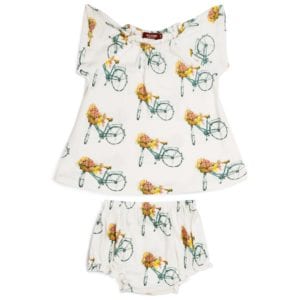 Milkbarn Dress and Bloomer Set in Bamboo Floral Bicycle print