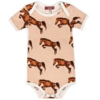 31106 - Milkbarn Kids Organic Cotton Baby One Piece in the Horse or Stallion or Mare Print