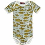 Milkbarn Kids Baby Baby One Piece or Onesie in the Blue Fish or Bass Print