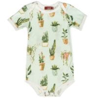 31303 - Milkbarn Kids Bamboo Baby One Piece in the Potted Plants or Succulents Print