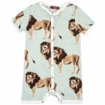 Milkbarn Kids Bamboo Baby Shortall, Baby Playsuit or Short Overalls in the Lion Print