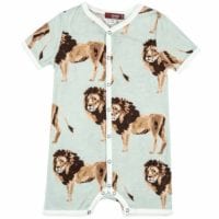 32097 - Milkbarn Kids Bamboo Shortall, Baby Playsuit or Short Overalls in the Lion Print