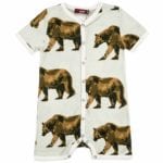 Milkbarn Kids Bamboo Baby Shortall, Playsuit or Short Overalls in the Bear Print