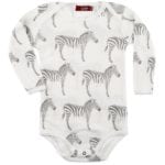 Milkbarn Kids Organic Cotton Baby Long Sleeve One Piece or Onesie in the Grey Zebra Print