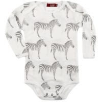 33083 - Milkbarn Kids Organic Cotton Baby Long Sleeve One Piece or Onesie in the Grey Zebra Print
