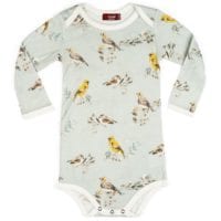 33302 - Milkbarn Kids Bamboo Baby Long Sleeve One Piece in the Blue Bird Print