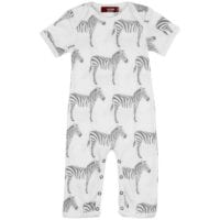 35083 - Milkbarn Kids organic romper in the grey zebra print