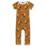 Organic Cotton Baby Romper Jumpsuit in the Woolly Mammoth Wildlife Print by Milkbarn Kids