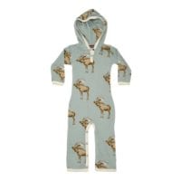 36075 - Bamboo Hooded Romper or Jumpsuit in the Blue Moose Print by Milkbarn Kids