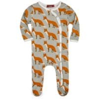 37059 - Milkbarn Kids Footed Romper in the Orange Giraffe Print