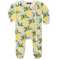 37089 - Milkbarn Kids Organic Baby Footed Romper in the Lemon Print