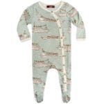 Milkbarn Kids Bamboo Baby Footed Romper Jumpsuit or Footie in the Blue Ships Print
