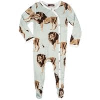 37097 - Milkbarn Kids Bamboo Baby Footed Romper in the Lion Print