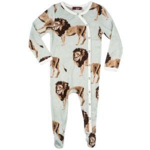 Milkbarn Kids Bamboo Baby Footed Romper or Footie in the Lion Print