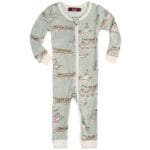 Milkbarn Kids Bamboo Baby Zipper Pajamas or PJs in the Blue Ships Print