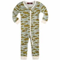 38092 - Milkbarn Kids Bamboo Baby Zipper Pajama or PJs in the Blue Fish Print
