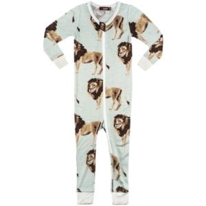 Milkbarn Kids Bamboo Baby Zipper Pajama or PJs in the Lion Print