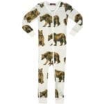 Milkbarn Kids Bamboo Baby Zipper Pajama or PJs in the Bear Print