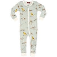 38102 - Milkbarn Kids Bamboo Baby Zipper Pajama or PJs in the Blue Bird Print