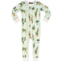 38103 - Milkbarn Kids Bamboo Baby Zipper Pajama or PJs in the Possted Plants or Succulent Print