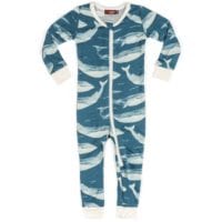 38104 - Milkbarn Kids Bamboo Baby Zipper Pajama or PJs in the Blue Whale Print