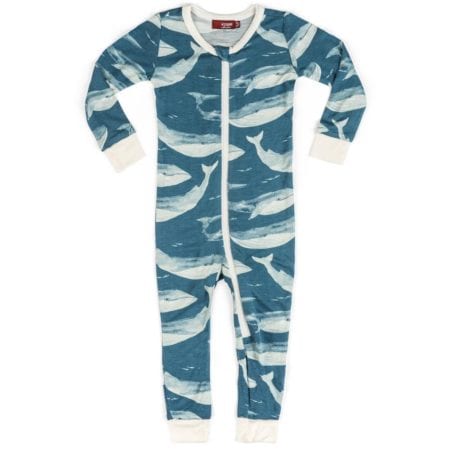 Blue Whale Bamboo Zipper Pajama | MILKBARN® Kids | Organic & Bamboo ...