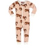 Milkbarn Kids Organic Cotton Baby Zipper Pajama or PJs in the Horse Print