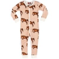 38106 - Milkbarn Kids Organic Cotton Baby Zipper Pajama or PJs in the Horse Print