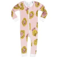 38108 - Milkbarn Kids Organic Cotton Baby Zipper Pajama or PJs in the Artichoke Print