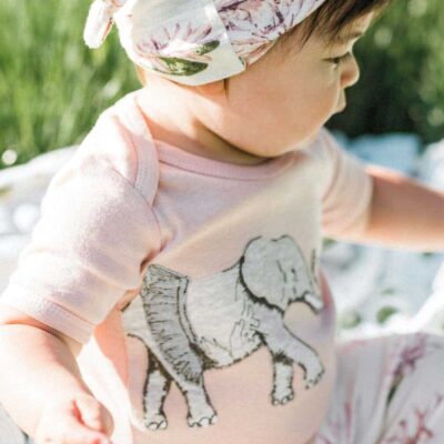 Organic Cotton Applique One Piece or Onesie in the Tutu Elephant Applique by Milkbarn Kids