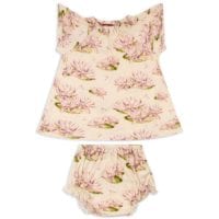 14112 - Milkbarn Kids Bamboo Dress and Bloomer Set in the Water Lily Print