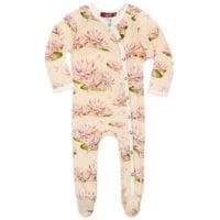 37112 - Milkbarn Kids Bamboo Footed Romper in the Water Lily Print